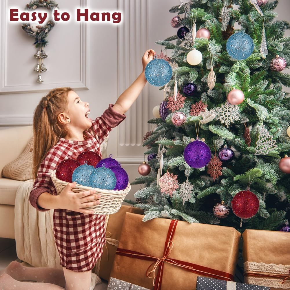 Thumbnail 4 de Oairse 10cm Large Christmas Bauble Ornaments – 6 Pack