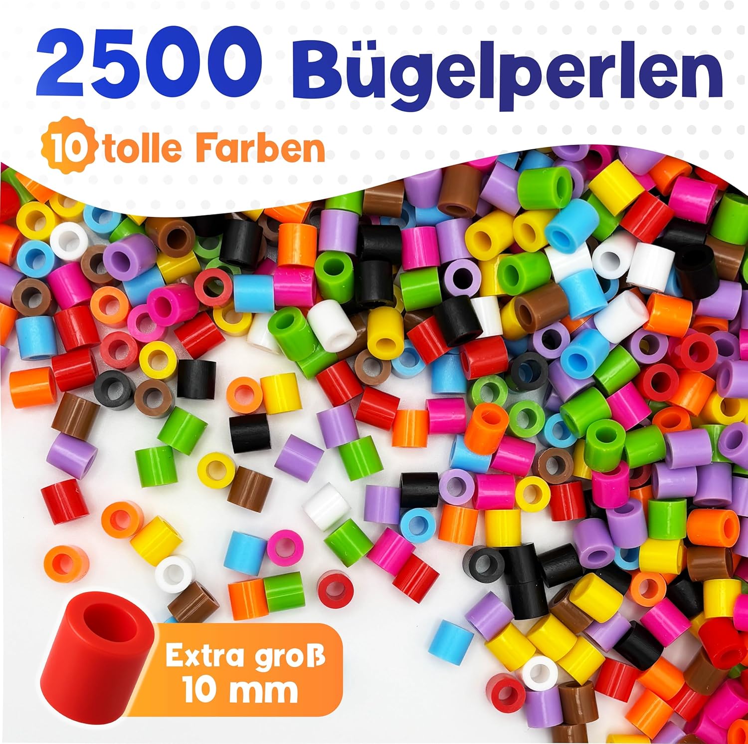Detalle 2 de MUTKIND 2500x Bügelperlen Groß 10mm – XL Set