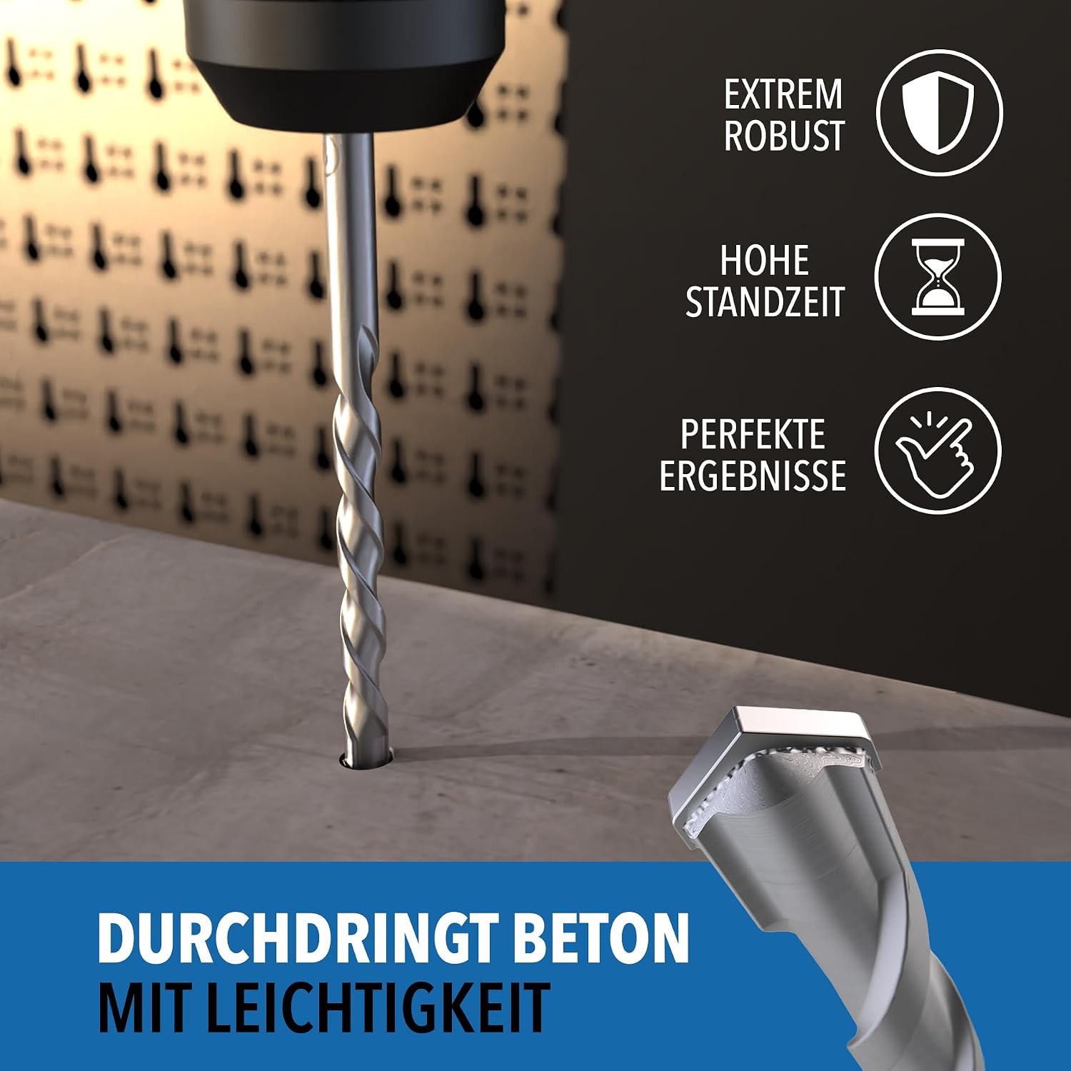 Thumbnail 2 de 7-tlg. Betonbohrer Set Rundschaft Ø 4–10 mm – YG8C Hartmetallspitze, geeignet für Beton, Mauerwerk & Ziegel