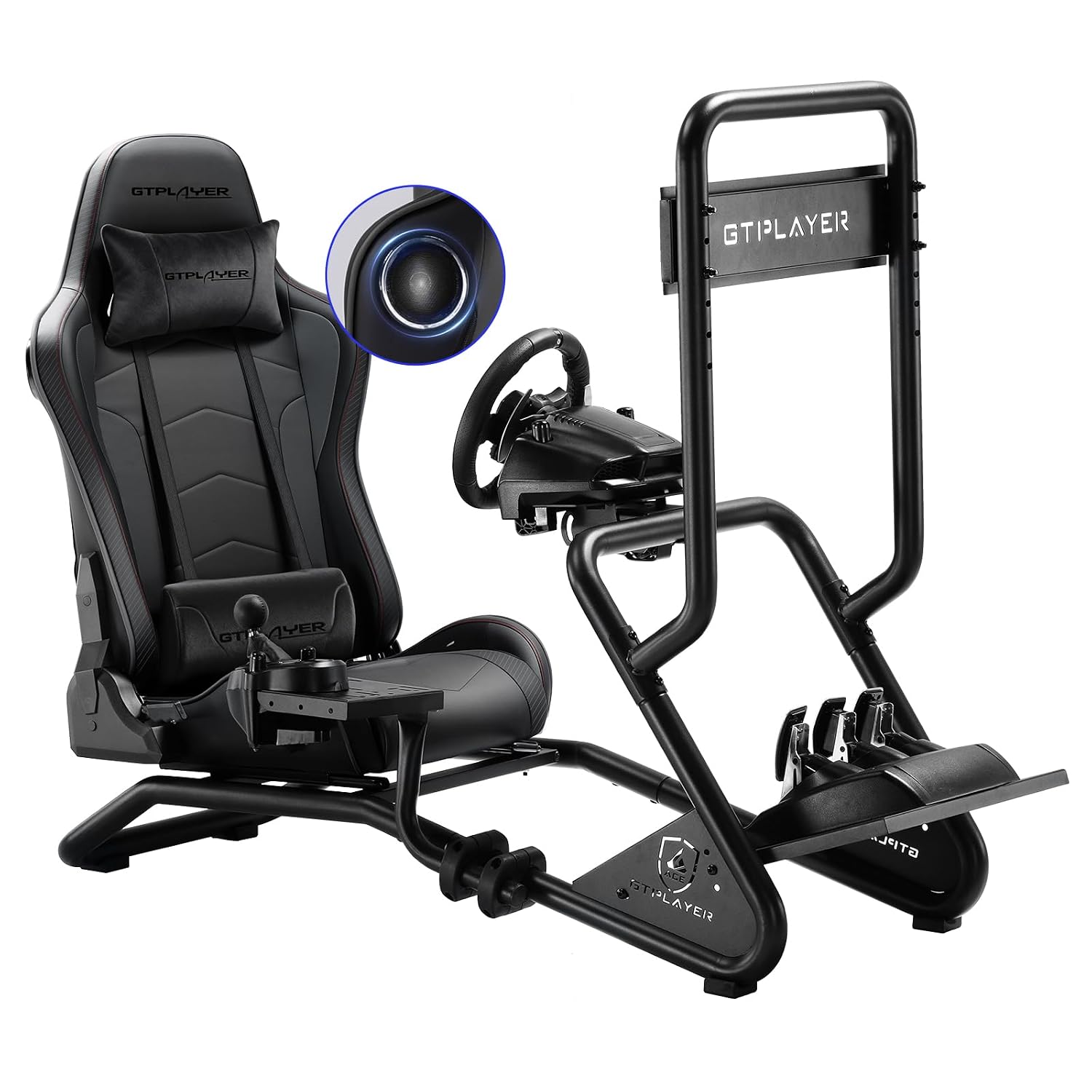 Detalle de GTPLAYER Simulator Cockpit: Vielseitiges Rennsimulator-Lenkradständer-System mit 3D-Sound