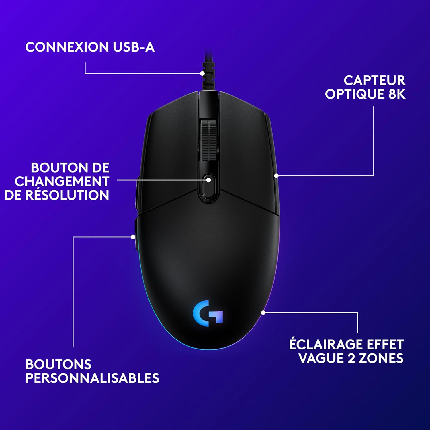 Thumbnail 5 de Logitech G203 LIGHTSYNC USB Souris Gaming — efficacité et RGB personnalisable
