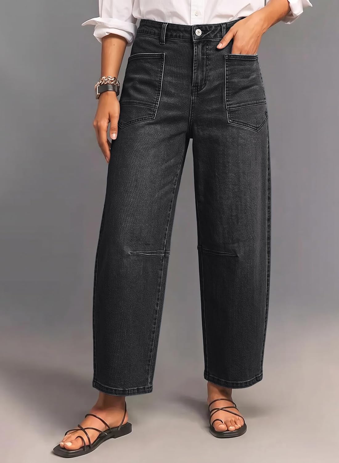 Detalle de Dokotoo Women's Boyfriend Barrel Jeans, Stretch Denim with a Tapered Ankle
