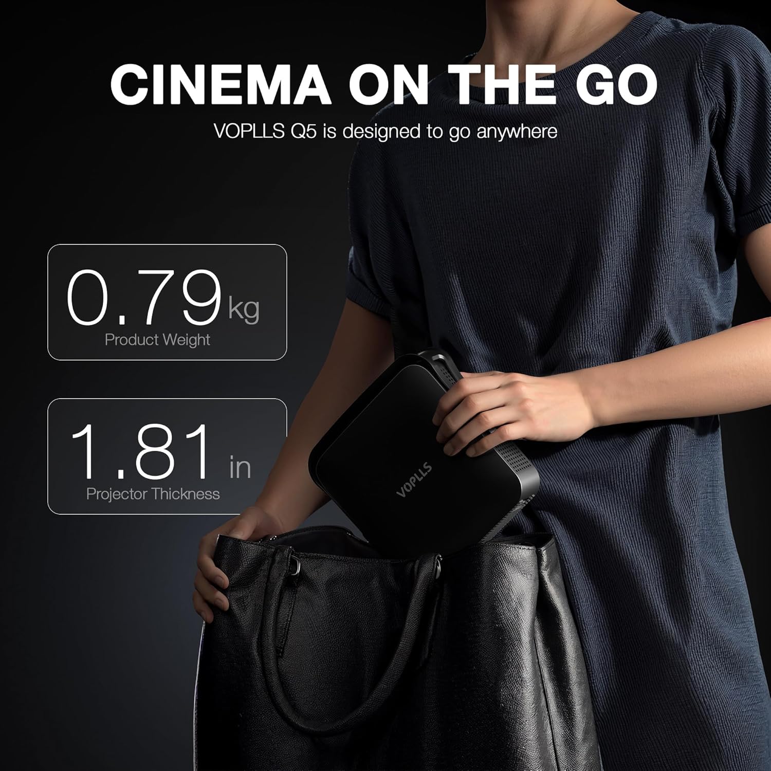 Detalle 1 de VOPLLS Thinnest Smart Mini Projector 1.81-inch