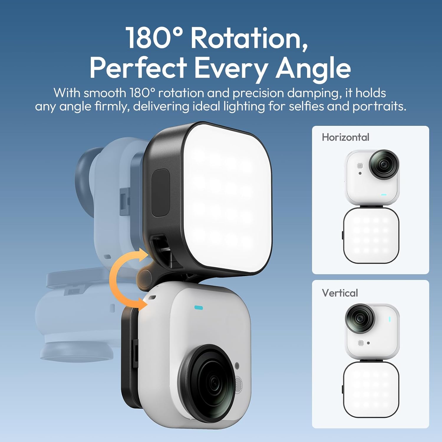 Detalle de Ulanzi IN07 Mini Lumière LED magnétique 5600K (IPX4) pour vlogging avec Insta360 GO Ultra, filetage 1/4