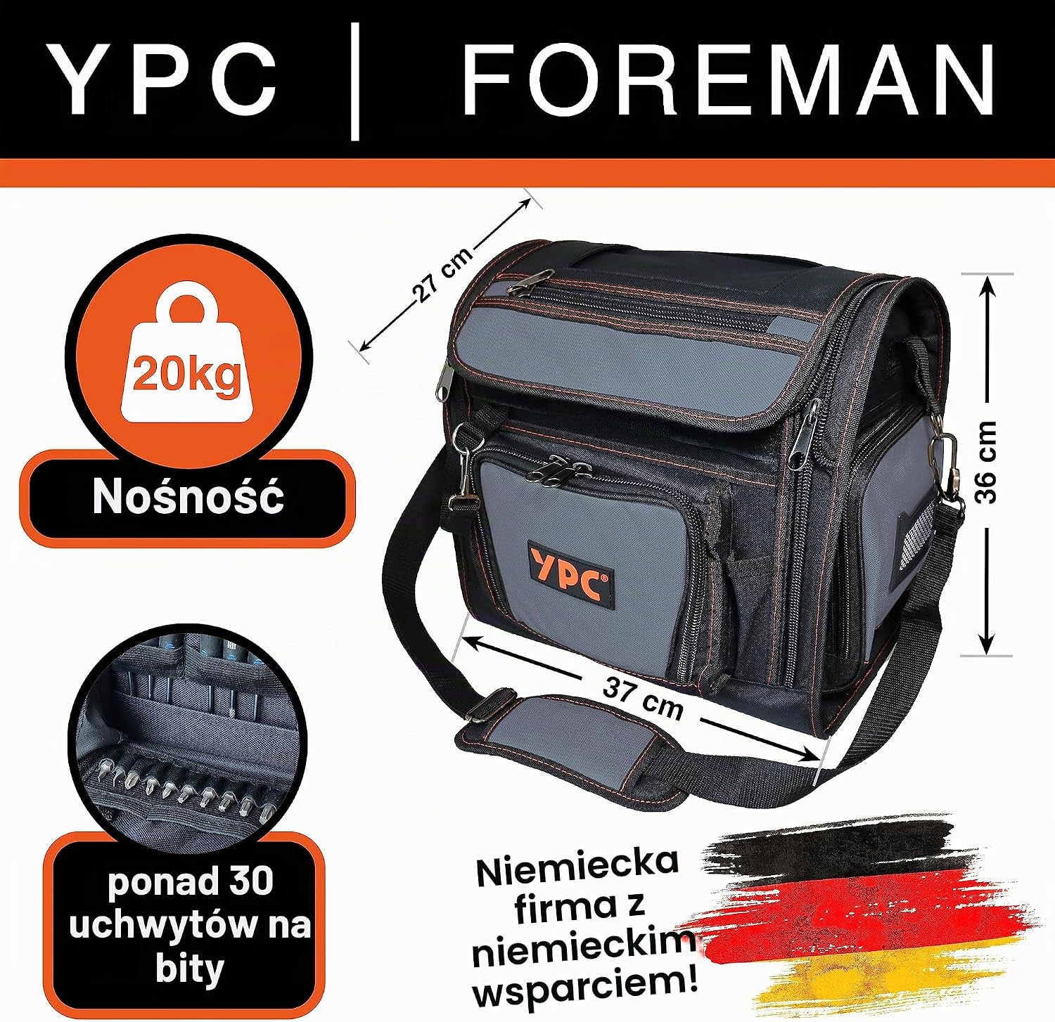 Thumbnail 1 de YPC Foreman XL – torba narzędziowa Oxford 600D, 30 kieszeni, wodoodporna