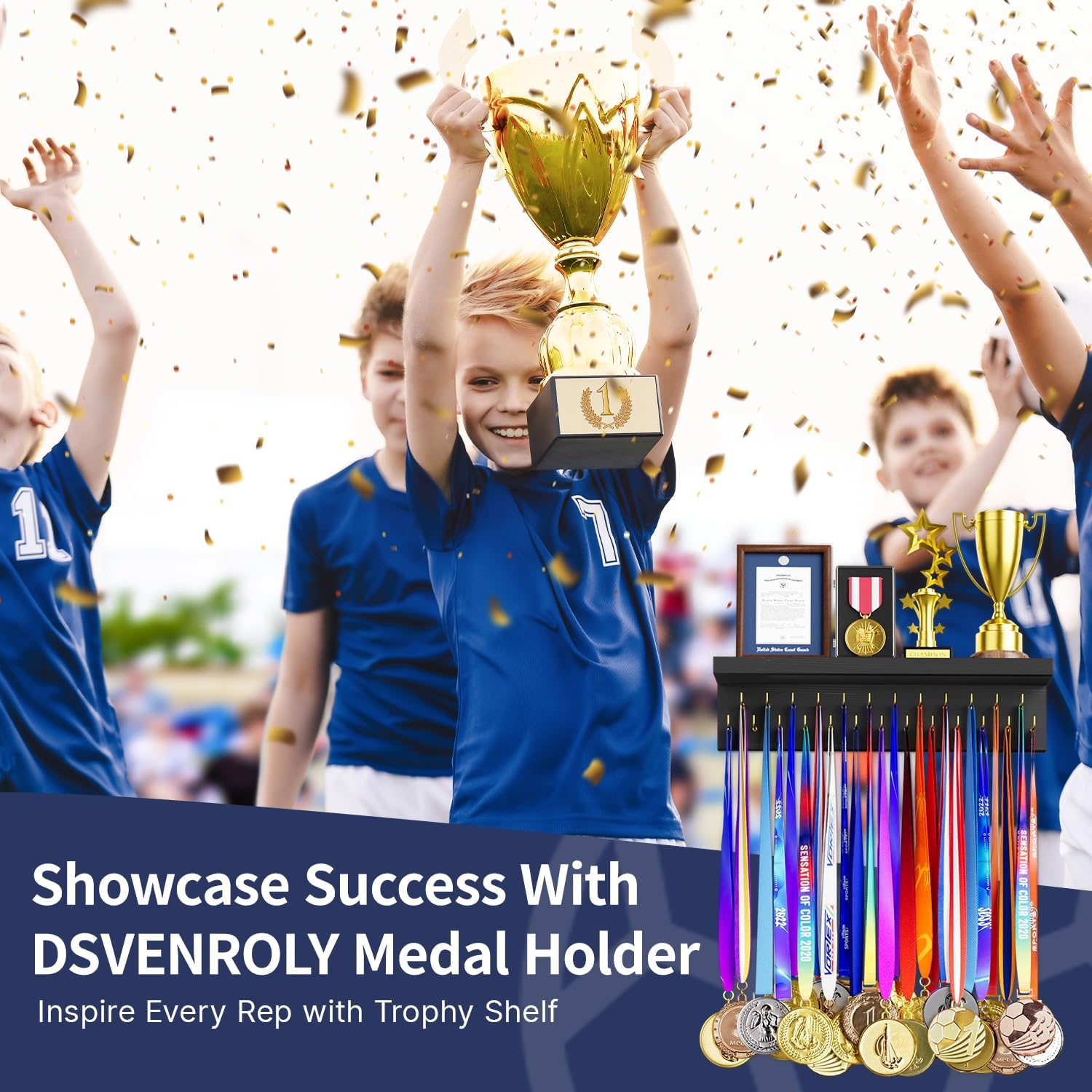 Thumbnail 4 de DSVENROLY Medal Holder Display Shelf Organizer