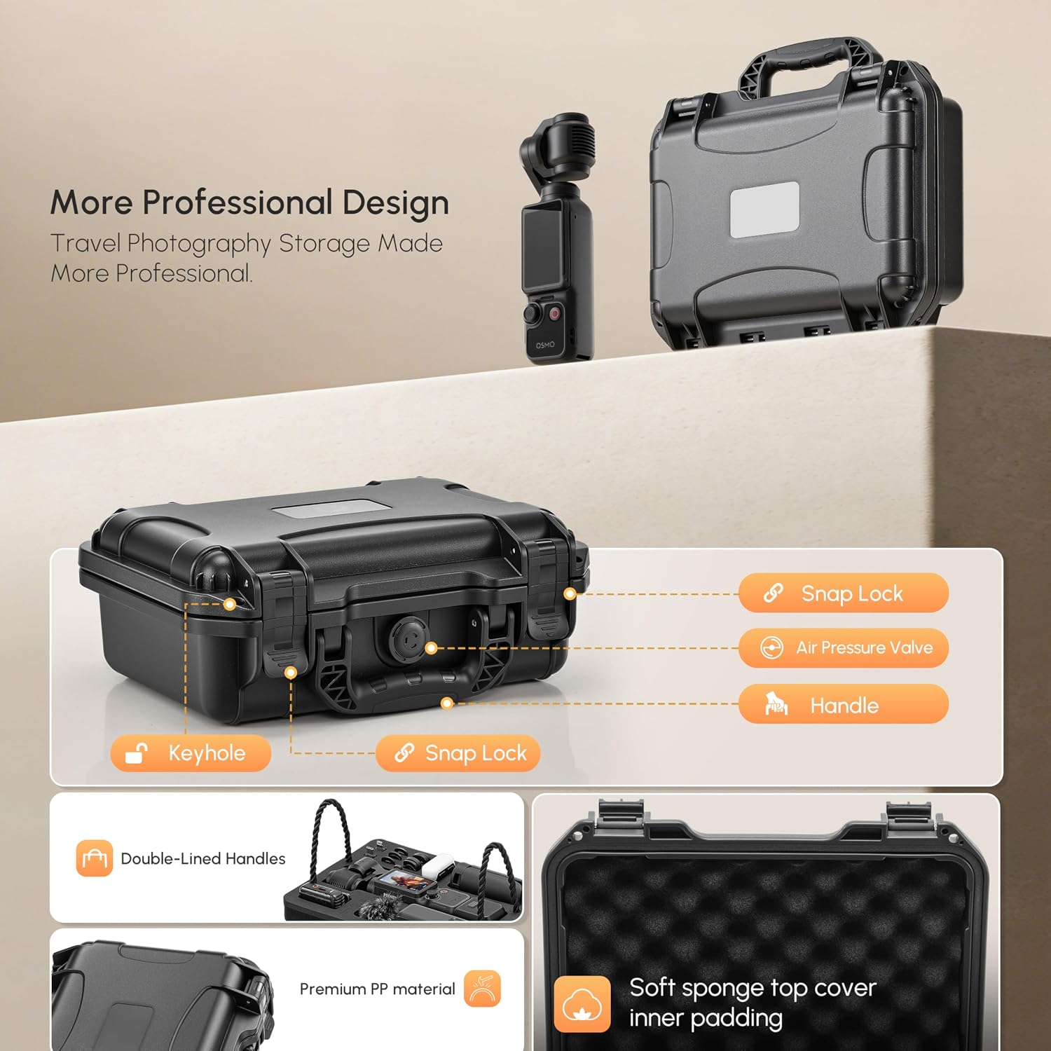 Detalle de Waterproof Hard Case for DJI Osmo Pocket 4 Creator Combo – Shockproof, 1:1 Fit