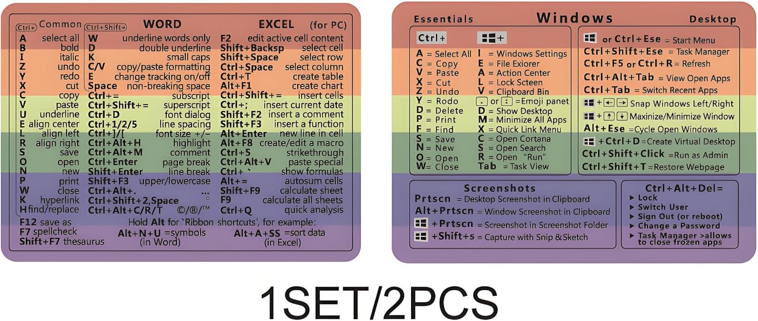 Detalle de KEAIDUO Windows + Word/Excel Shortcuts Stickers Bundle (Rainbowl)