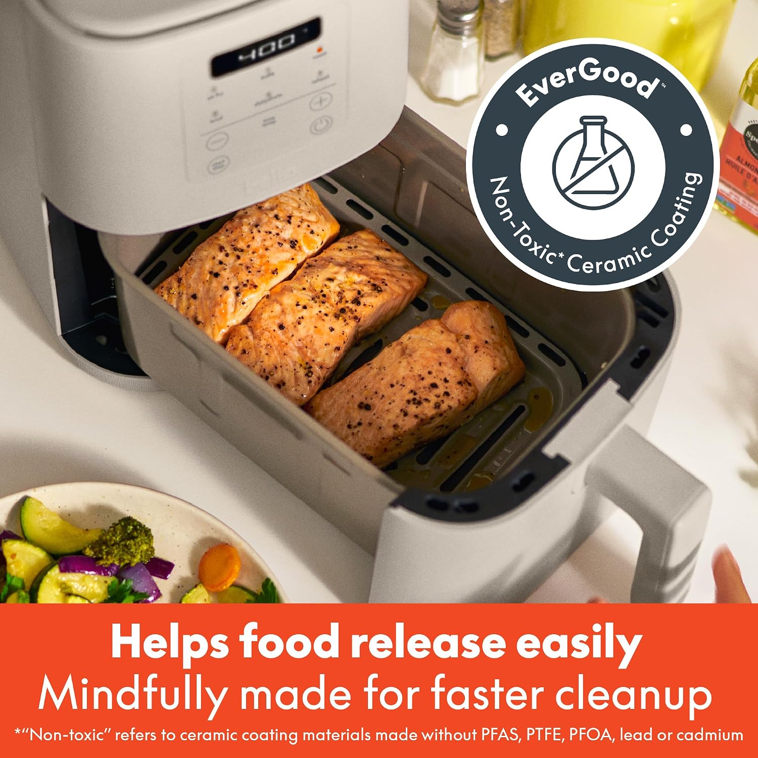 Detalle de bella Fits-anywhere Slim Air Fryer, 4qt Ceramic (Oatmilk) by BELLA