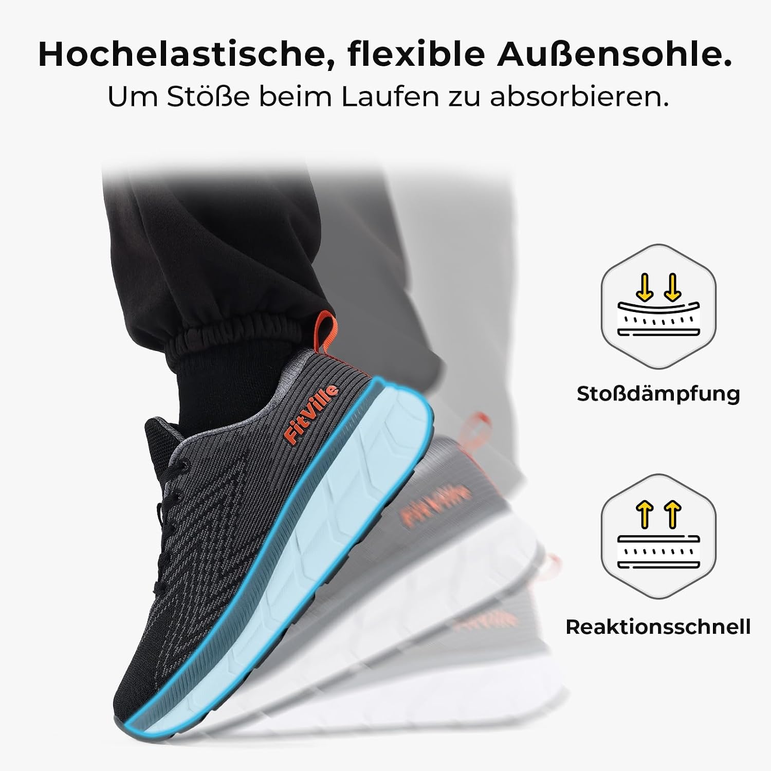 Thumbnail 3 de FitVille Extra Weite Laufschuhe Herren – Gedämpfte, atmungsaktive Jogging- und Sportschuhe mit breiter Zehenbox