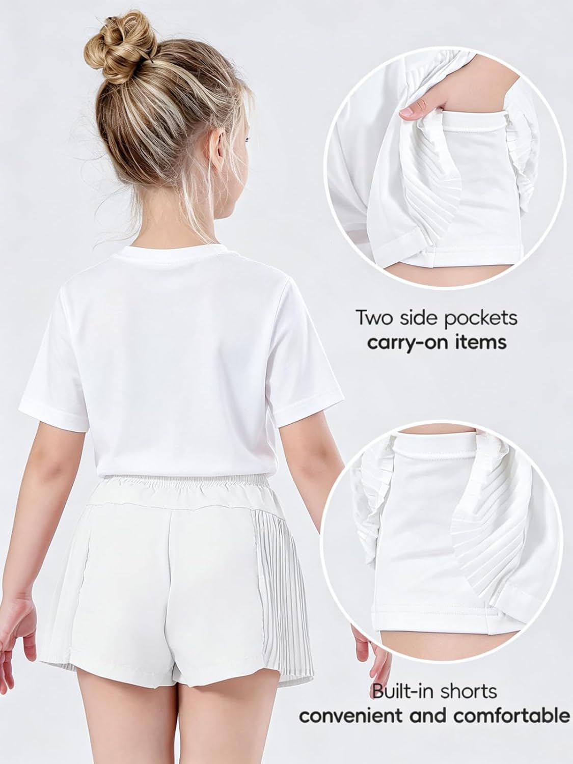 Detalle de Girls' Athletic Shorts, 100% Polyester