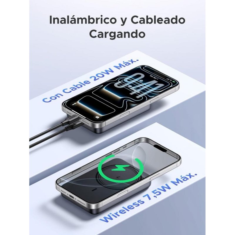 Detalle 2 de Power bank Ugreen PB561 10000mAh: carga rápida y fijación magnética en un solo paquete