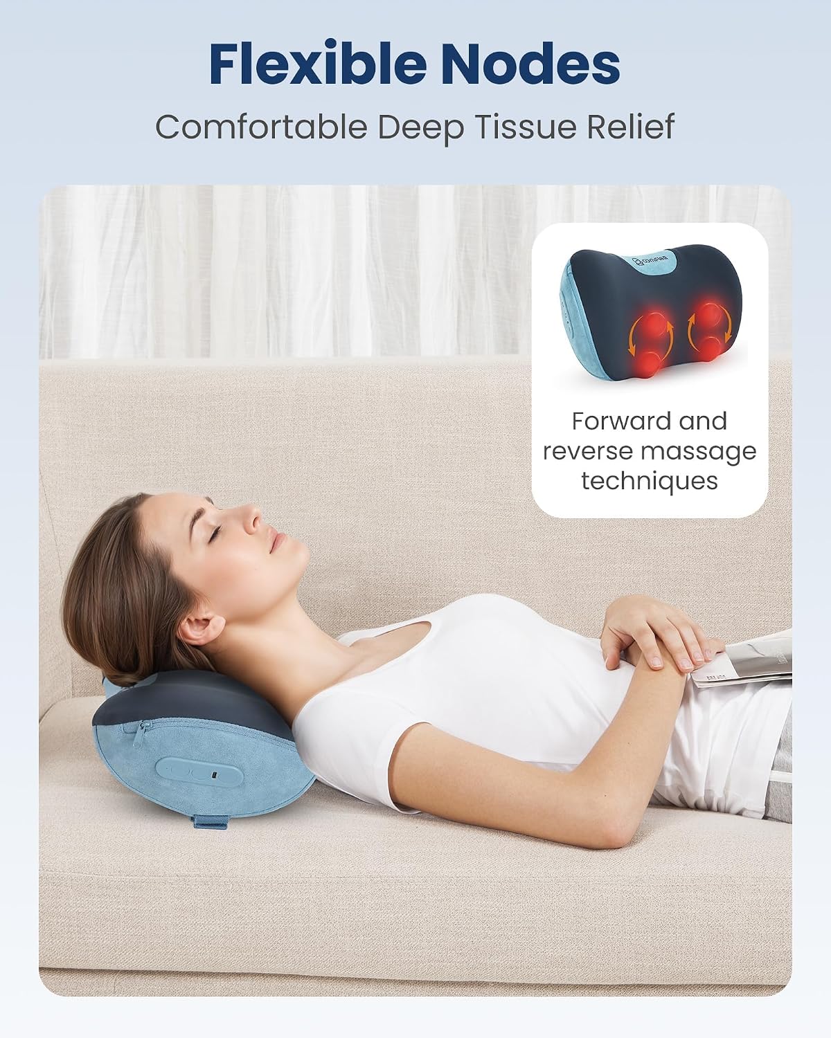Detalle de Cordless Shiatsu Neck and Back Massager with Heat, 3D Kneading and USB-C