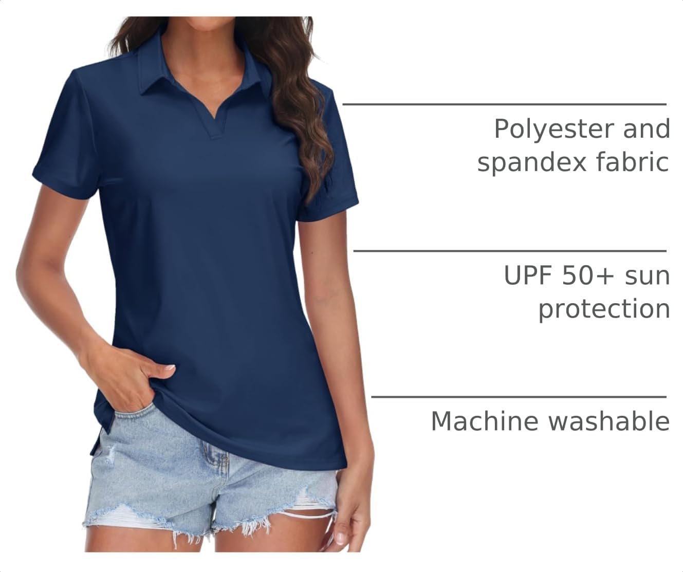 Detalle 2 de TACVASEN V-Neck Polo UPF 50+
