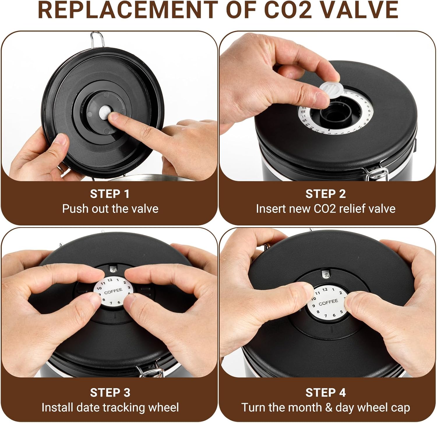 Thumbnail 5 de Osrioal Coffee Bean Storage 2.8L Airtight Canister with Date Tracker, Measuring Scoop and CO2 Valves