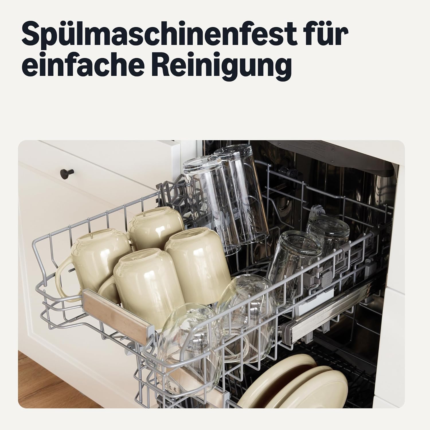 Detalle de Amazon Basics glasierte Steingut-Kaffeebecher, 6-teiliges Set, 473 ml – Elfenbein
