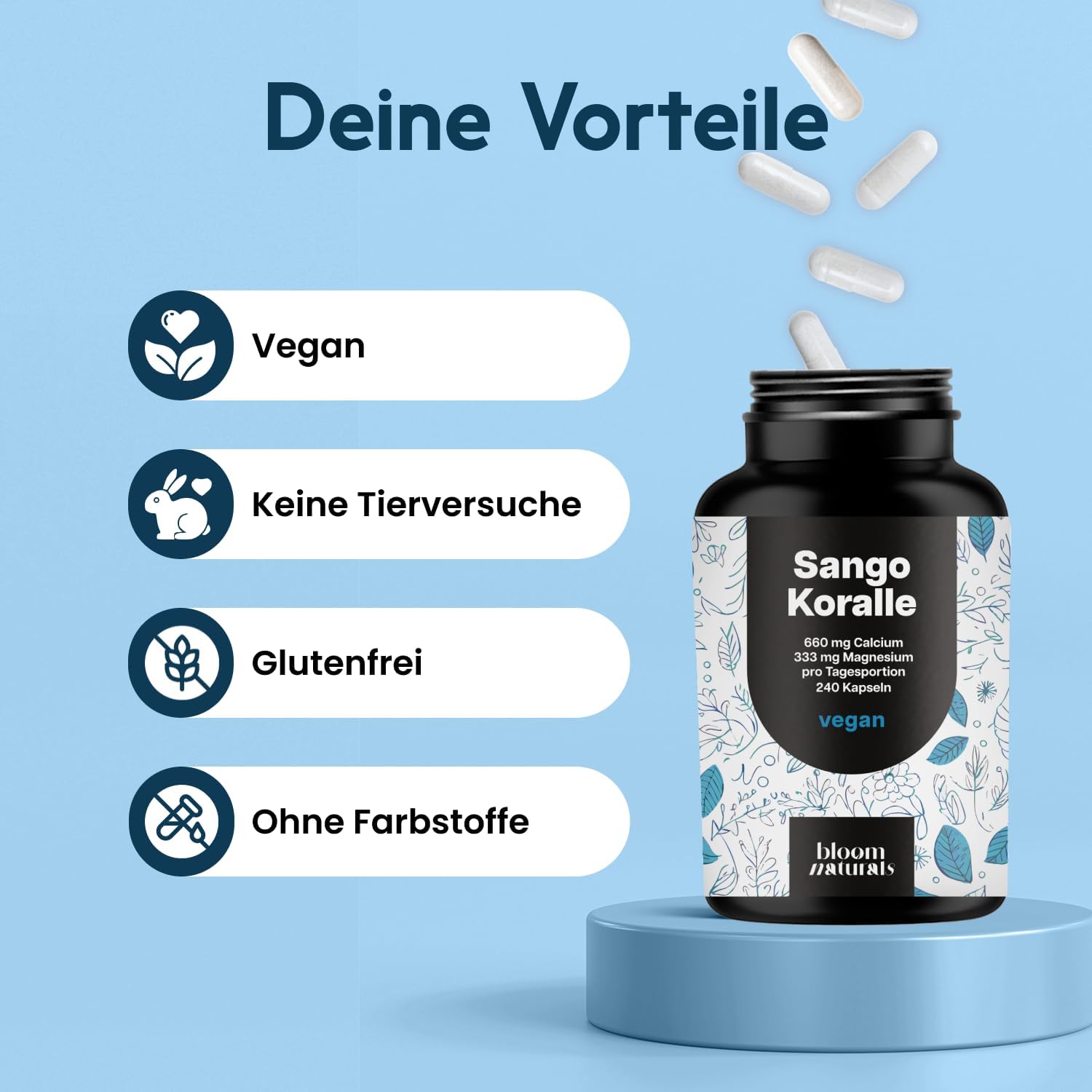Detalle 2 de Sango Meereskoralle Kapseln hochdosiert 240 Kapseln