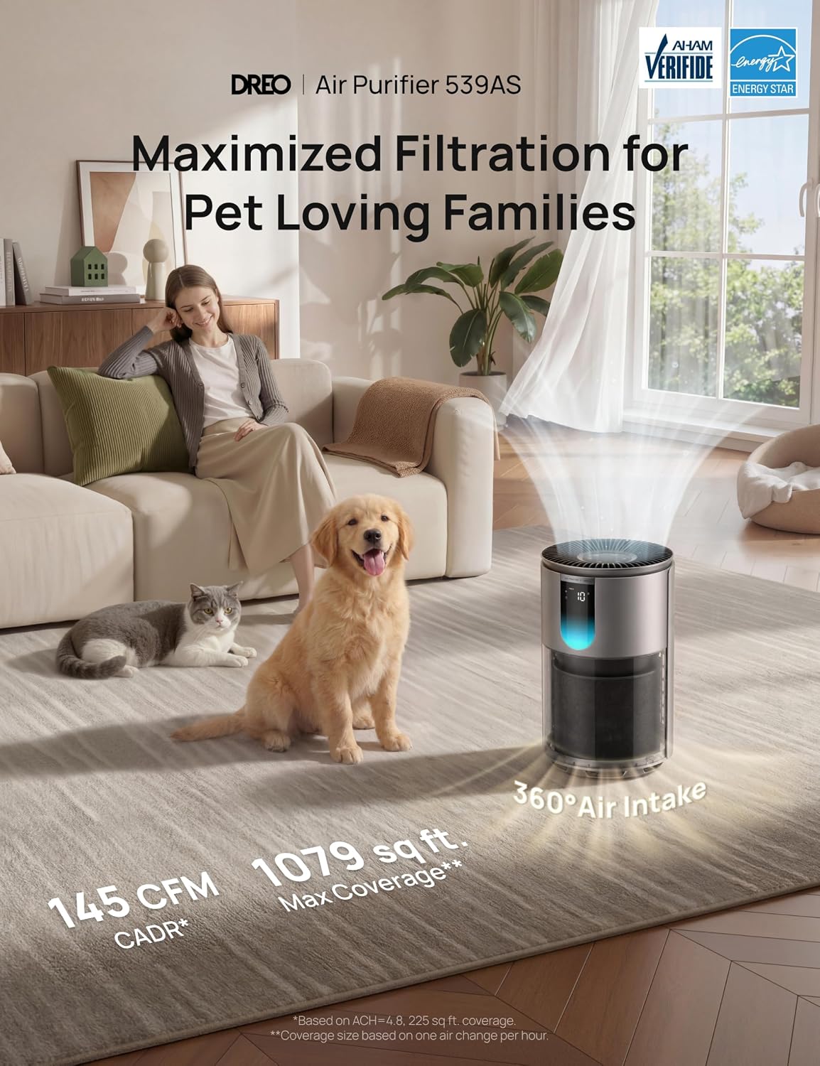 Detalle de DREO DR-HAP009AS Air Purifier with Pet Filter, Wi-Fi and Sleep Mode