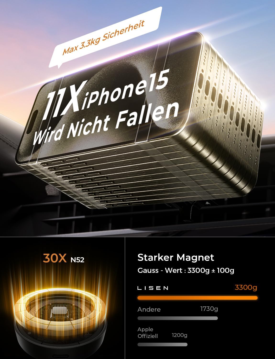 Detalle de LISEN MagSafe Autohalterung 15W