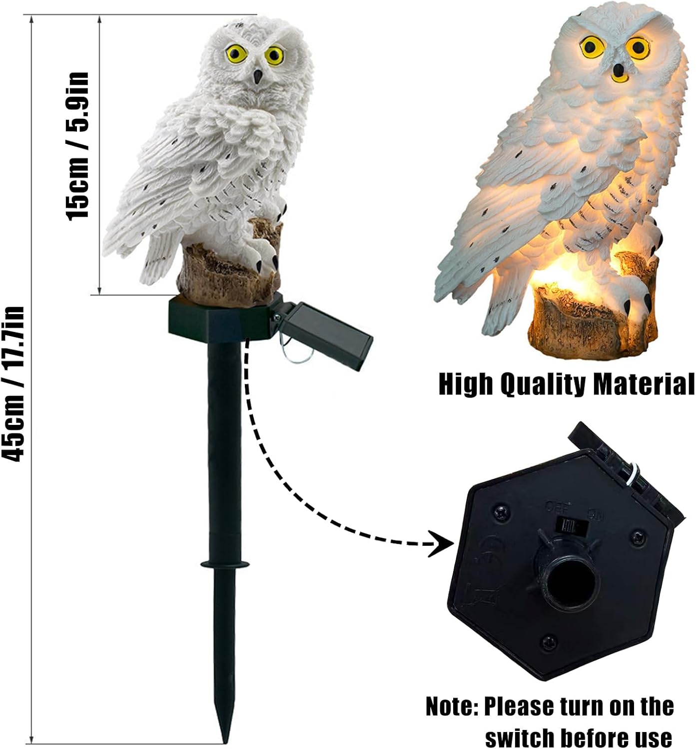 Thumbnail 6 de XVZ Solar-Gartenlampen mit Eulenmotiv für außen – Solarlampen als Gartendeko für Rasen & Terrasse