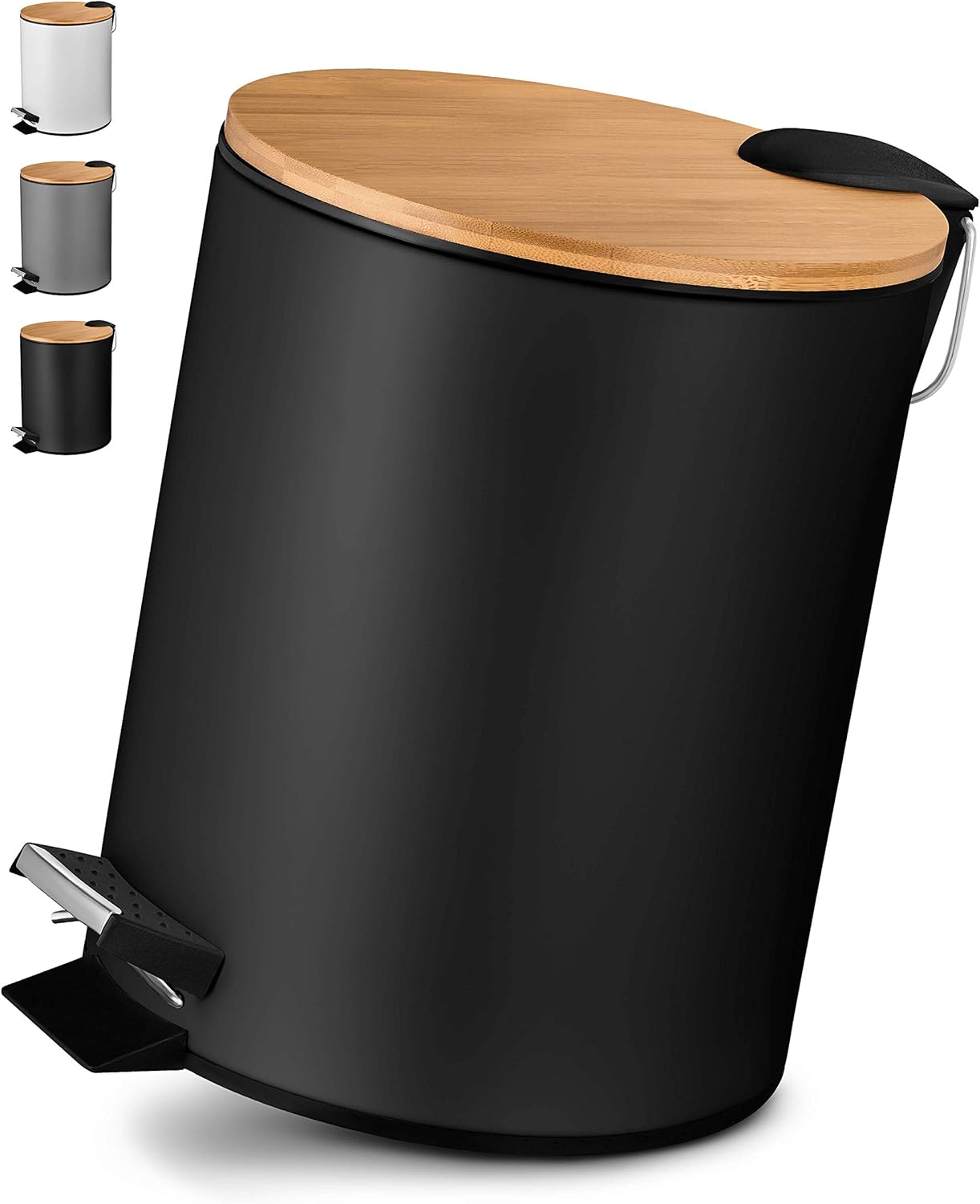 Thumbnail 6 de VMbathrooms Poubelle de salle de bain 3 L – design noir élégant, pédale et Soft Close