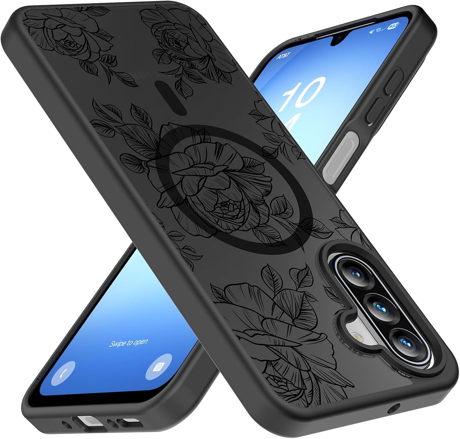 Detalle 1 de Teayoha Samsung Galaxy A17 Case with MagSafe Compatibility, Black Floral Print