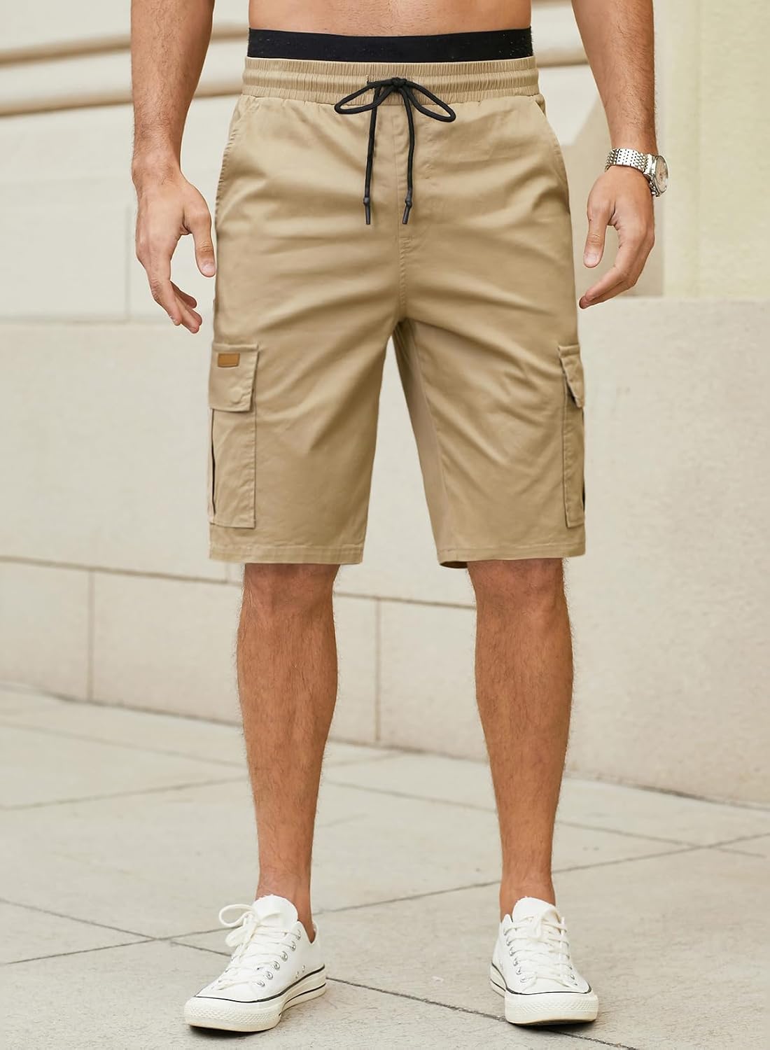 Detalle 2 de JMIERR Kurze Hosen Herren – Baumwolle Cargo Shorts mit 6 Taschen