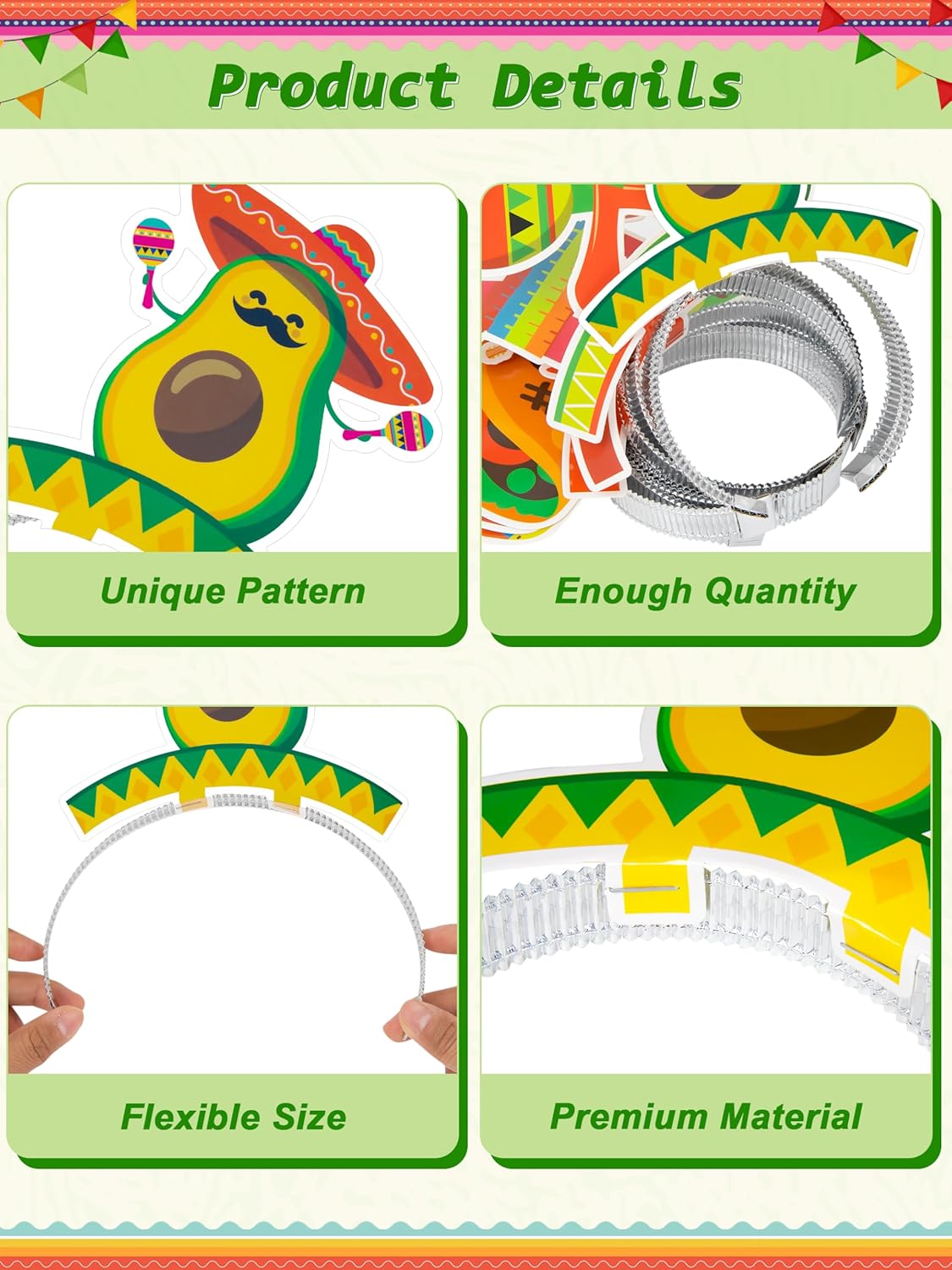 Thumbnail 4 de Melisheer Cinco de Mayo Decorations Sombrero Party Hat Headbands (12 Pack)