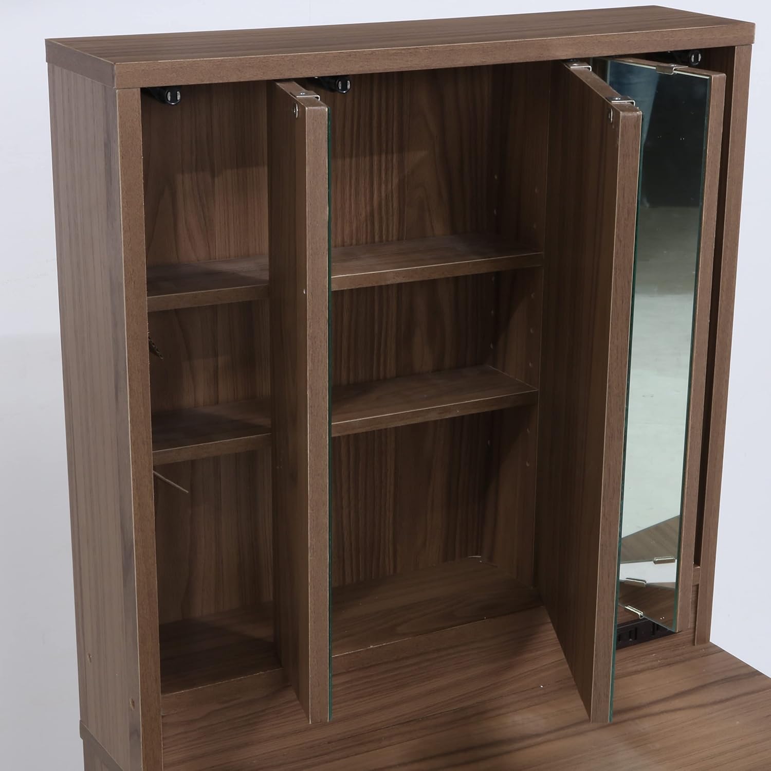 Detalle de 不二貿易 メルル 97786 三面鏡ドレッサー 幅60cm コンセント付き・スツール収納