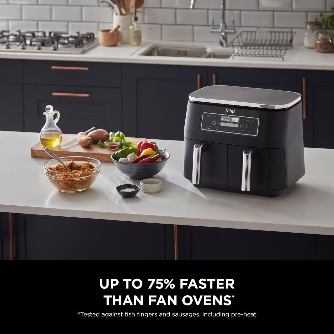 Detalle de Ninja AF300UK dual zone air fryer 7.6L