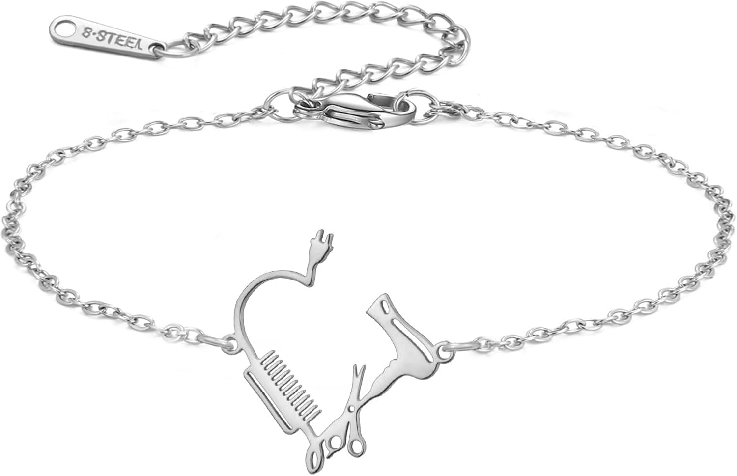 Detalle de EUEAVAN Friseurschere Kamm Haartrockner Armband – stilvolles Friseur-Schmuckarmband mit verstellbarer Länge
