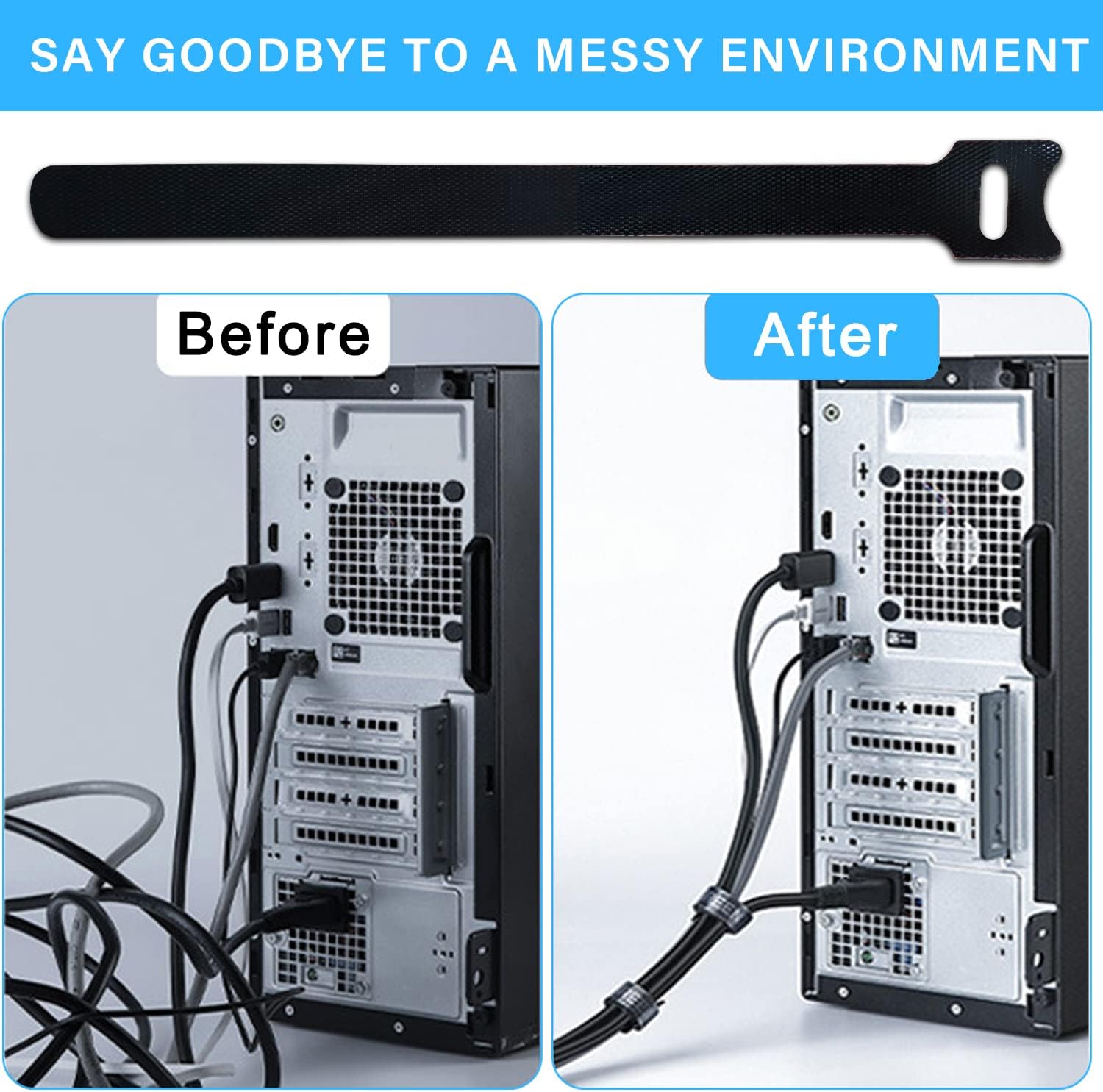 Thumbnail 1 de 100 Stück 15cm Klett Kabelbinder 15 cm 📎