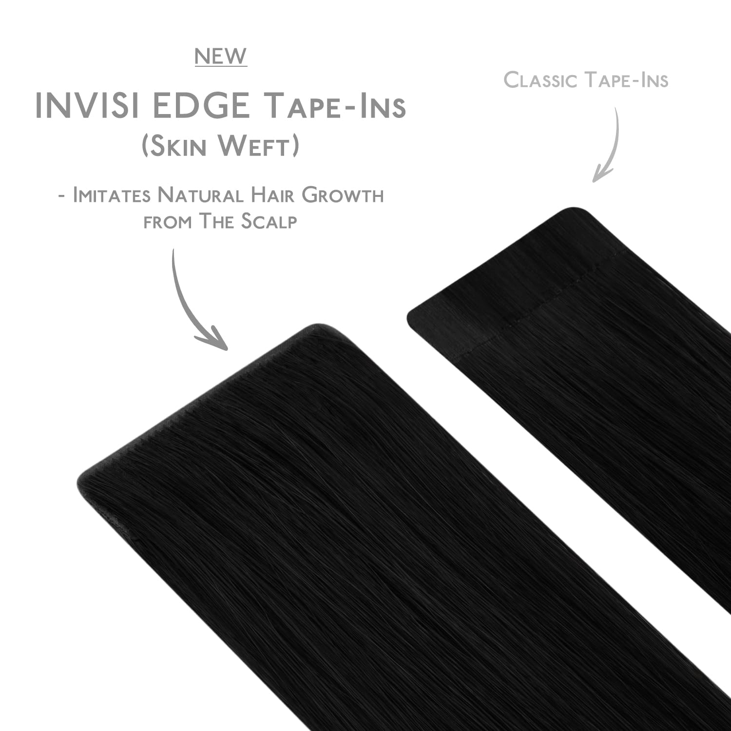Detalle 2 de WENNALIFE Invisi Edge Tape-in Hair Extensions – 18 Inch, Jet Black, 50g, 20pcs