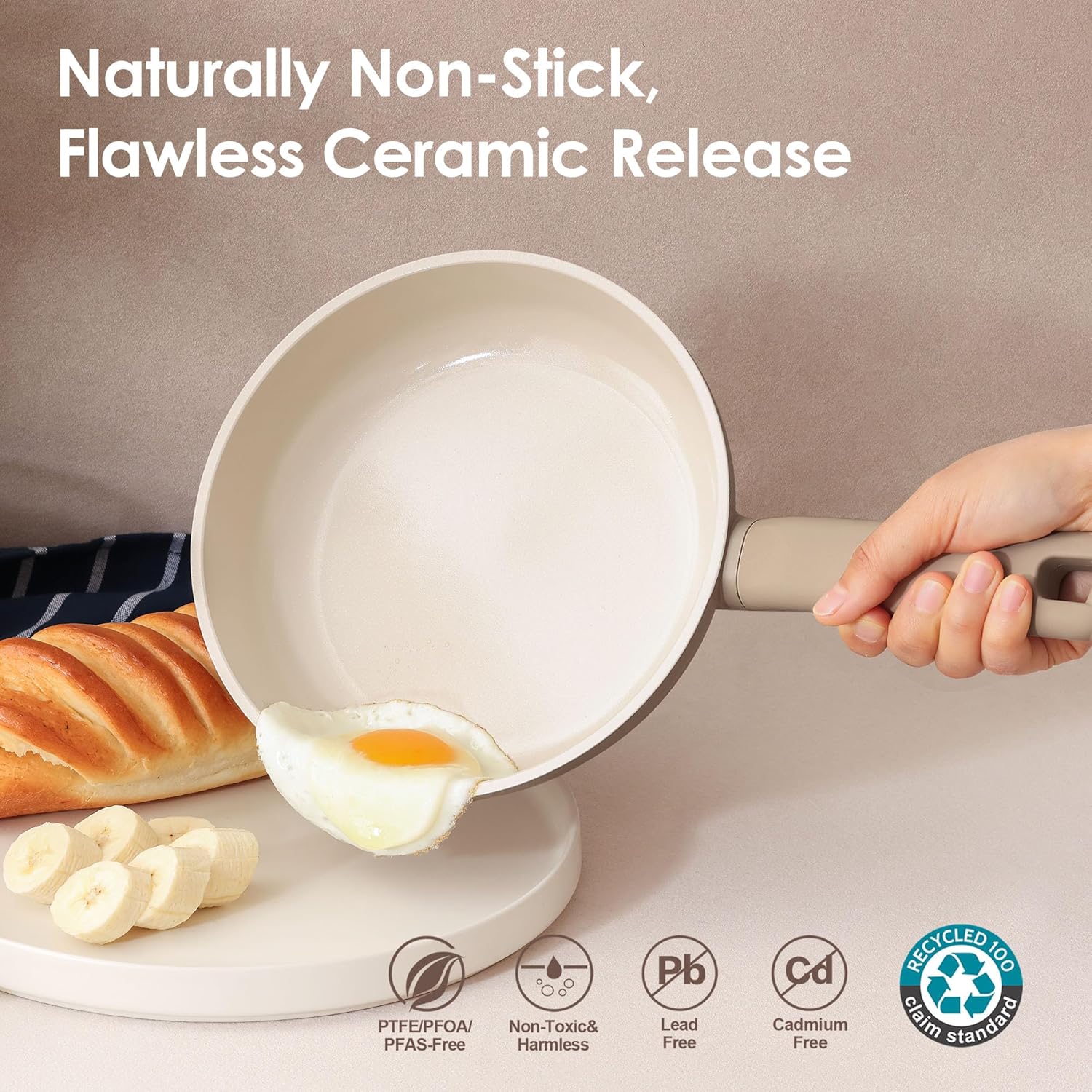 Detalle de SENSARTE Ceramic Nonstick Cookware Set 17pc