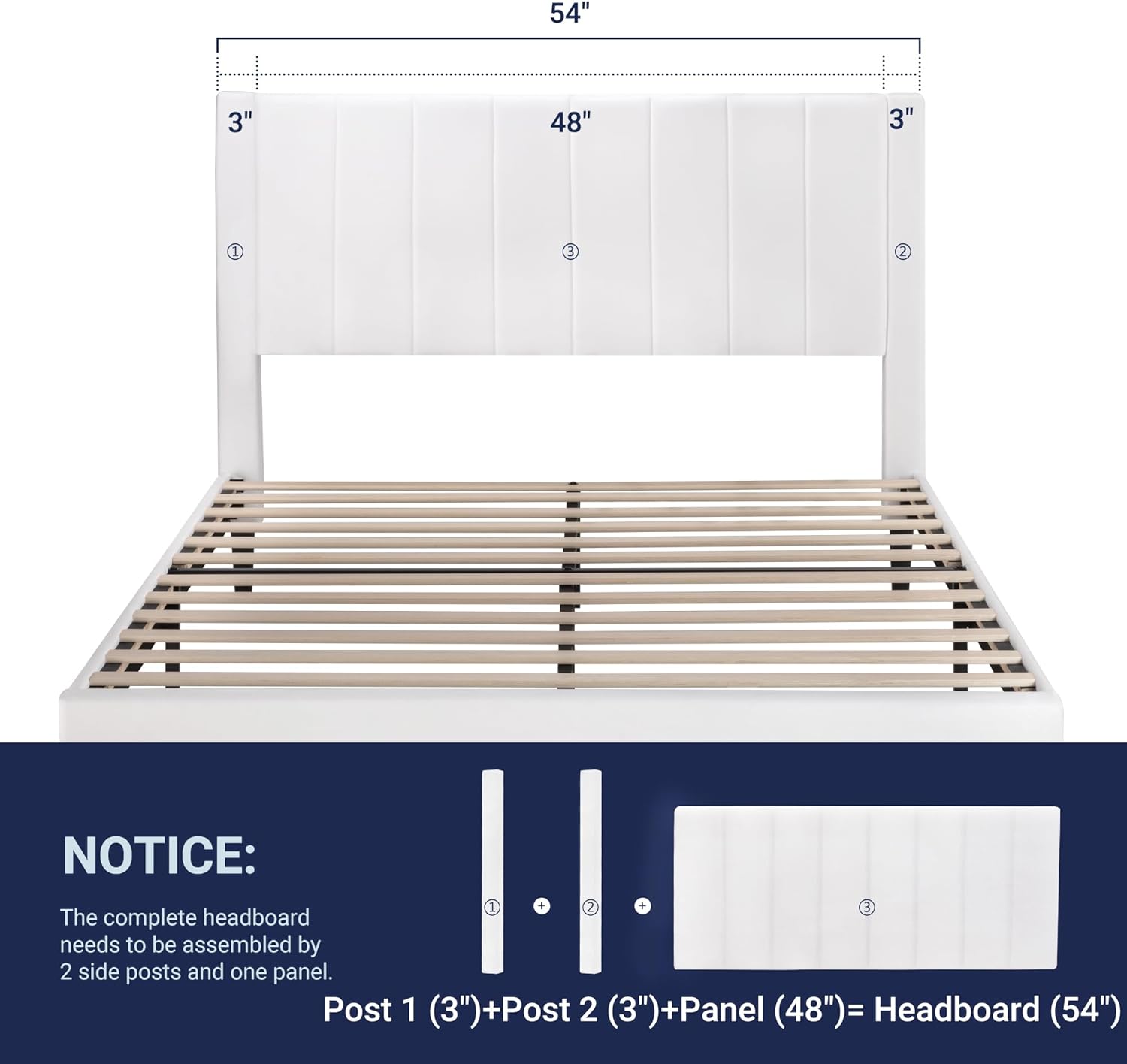 Detalle de Allewie Full Velvet Bed Frame
