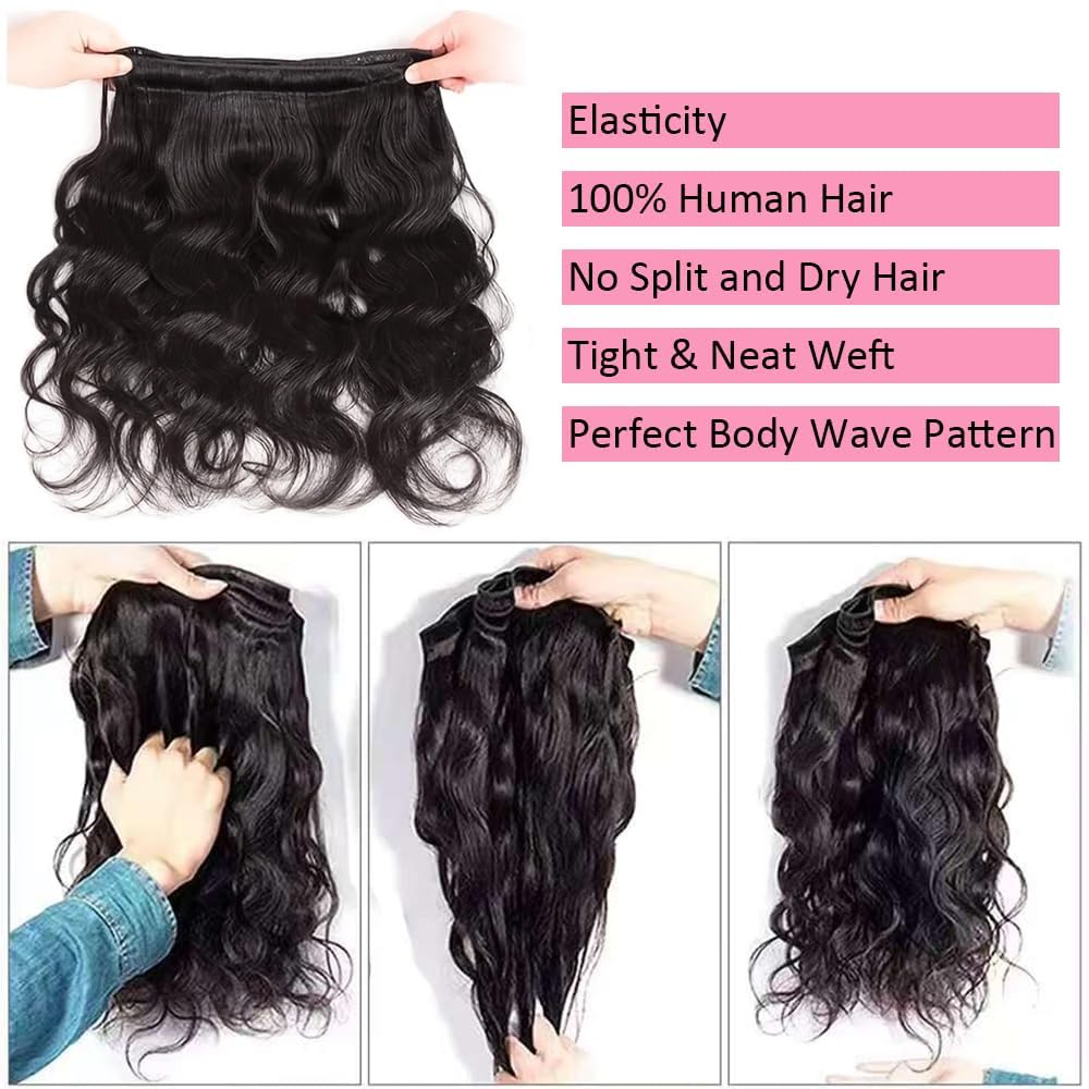 Thumbnail 1 de 14A Brazilian Virgin Body Wave Human Hair Bundles (20/22/24 Inch, 100g–105g each) for Thick Weaves & Quick Wigs