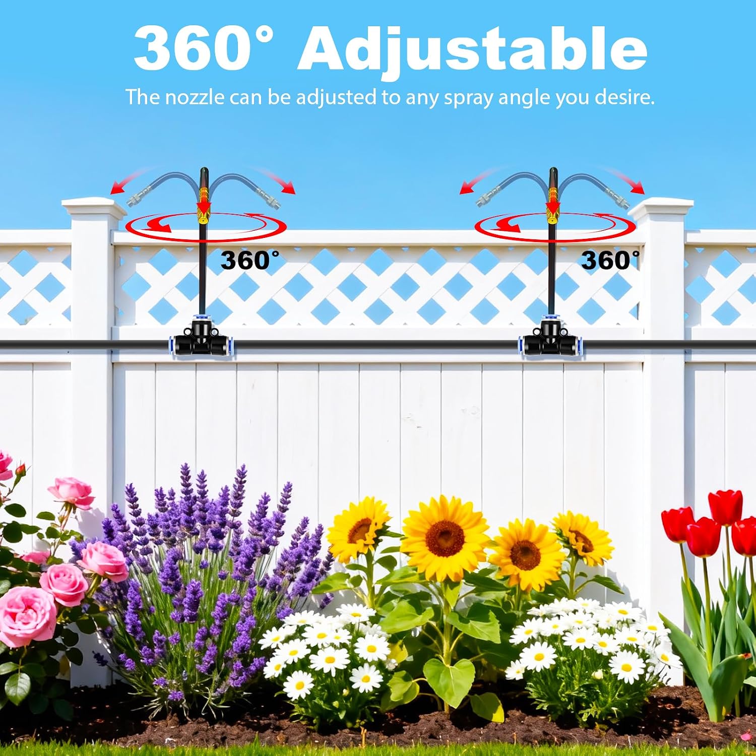 Detalle de Thiswing T-WX-60m-1/4 200 ft Drip Irrigation Kit with 36 Adjustable Nozzles