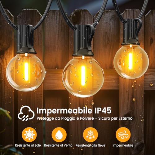 Detalle de LONIUTO Catena Luminosa Esterno 30M con LED G40 50+2, 2700K IP45 per giardino e feste