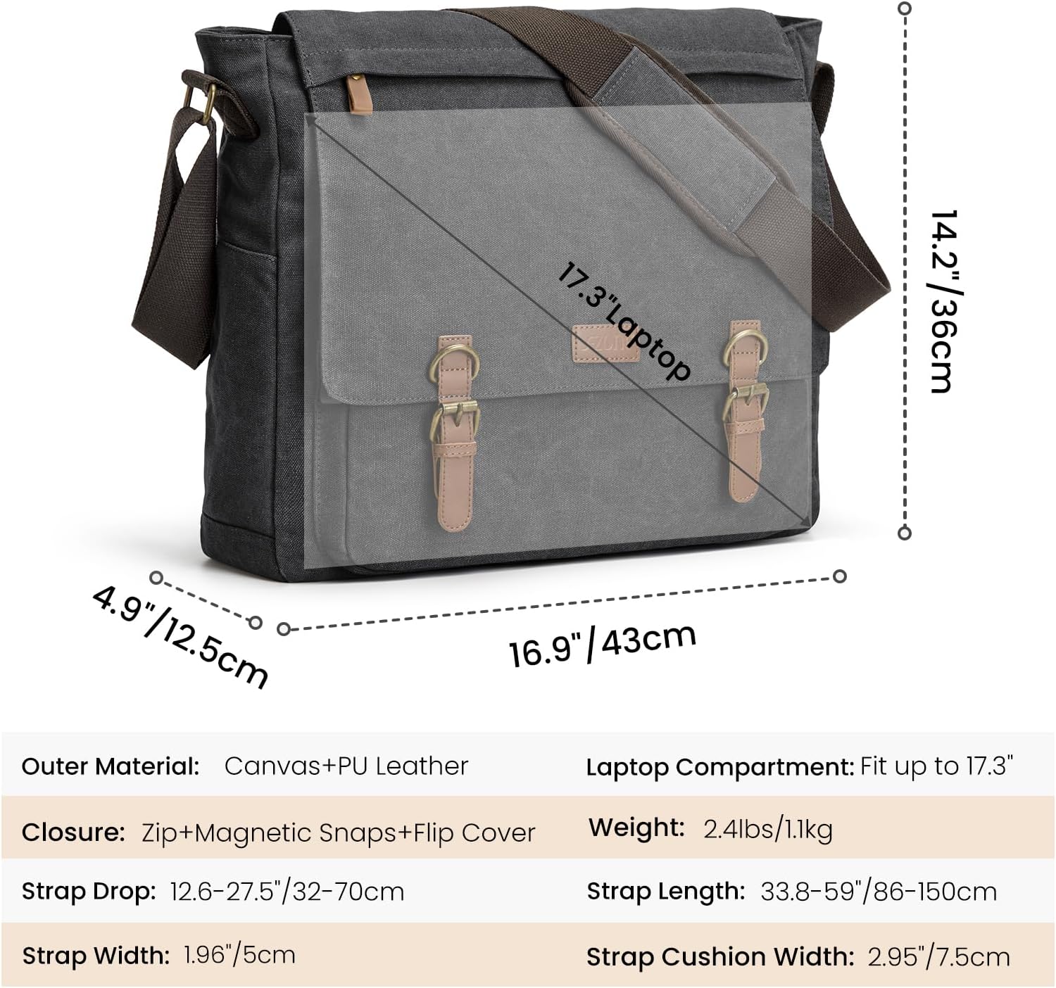 Detalle 2 de S-ZONE Sac bandoulière 15,6 pouces