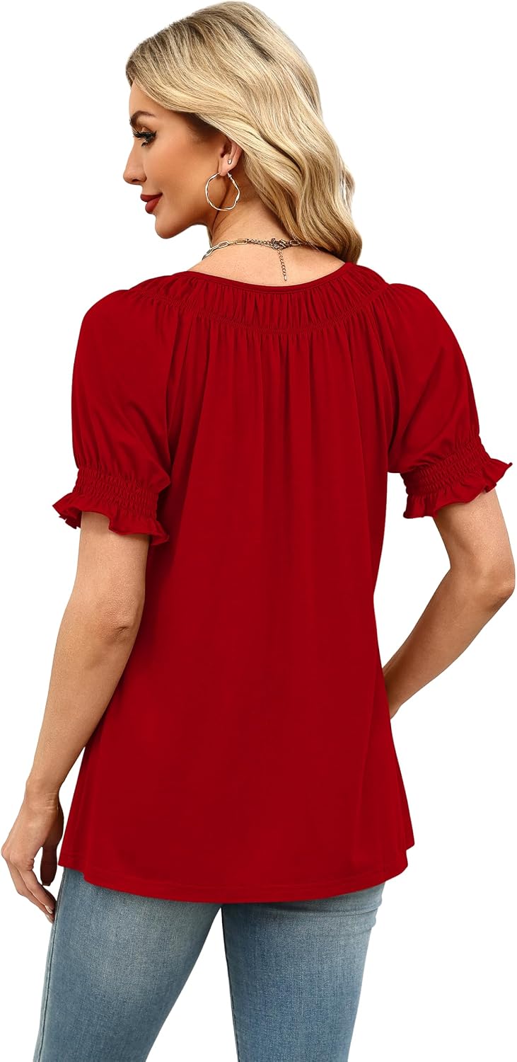 Thumbnail 5 de WIHOLL Women's Square Neck Summer Top Blouse — Dressy Casual, 2026 Trend