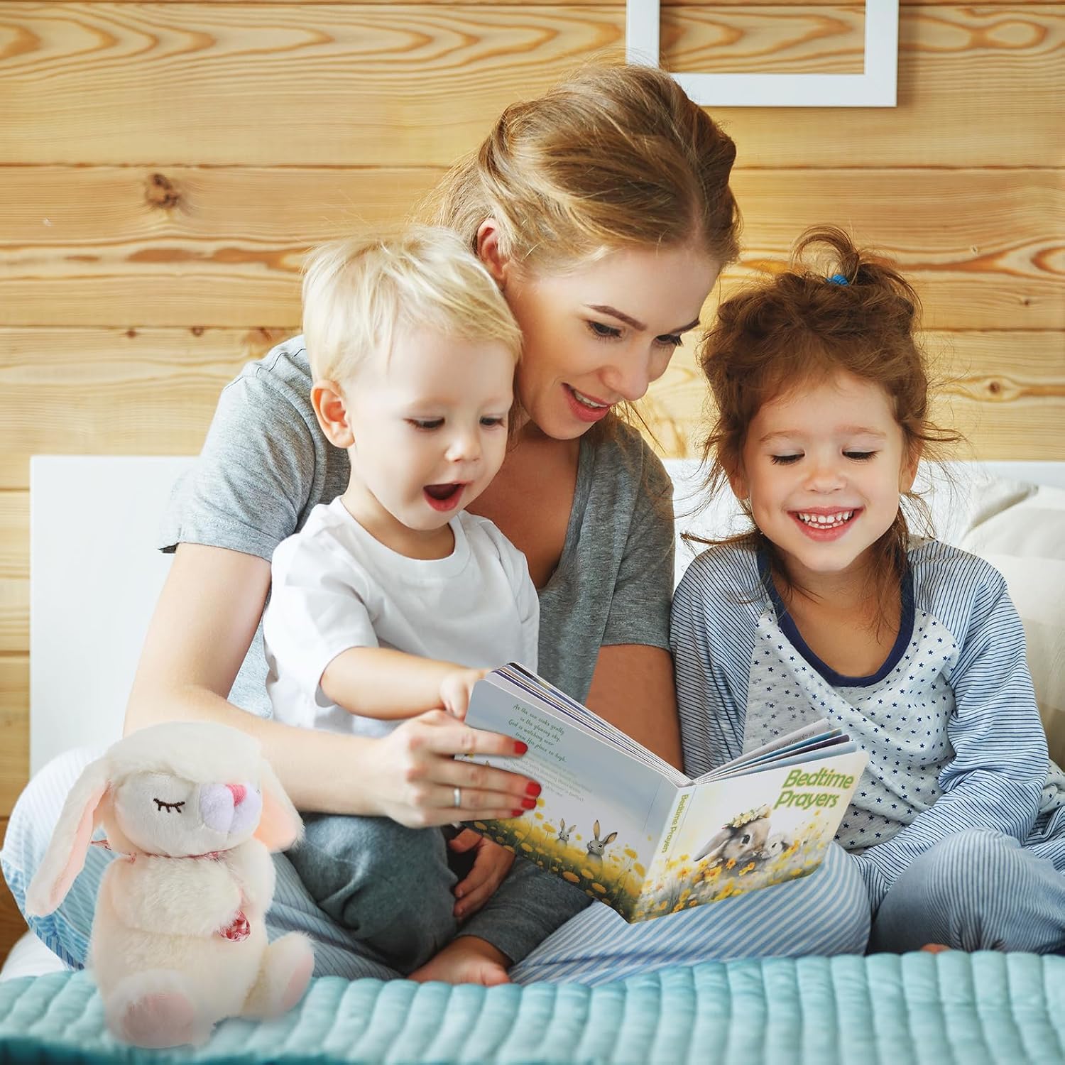 Detalle de Sawnfay Baptism Gifts Set for Girls: 7" Praying Bunny Plush & Bedtime Blessing Book