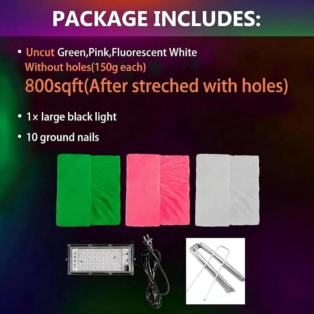 Detalle 2 de BEABOO Glow-in-the-Dark Spider Web Decoration, 3 Colors, Black Light and Stakes