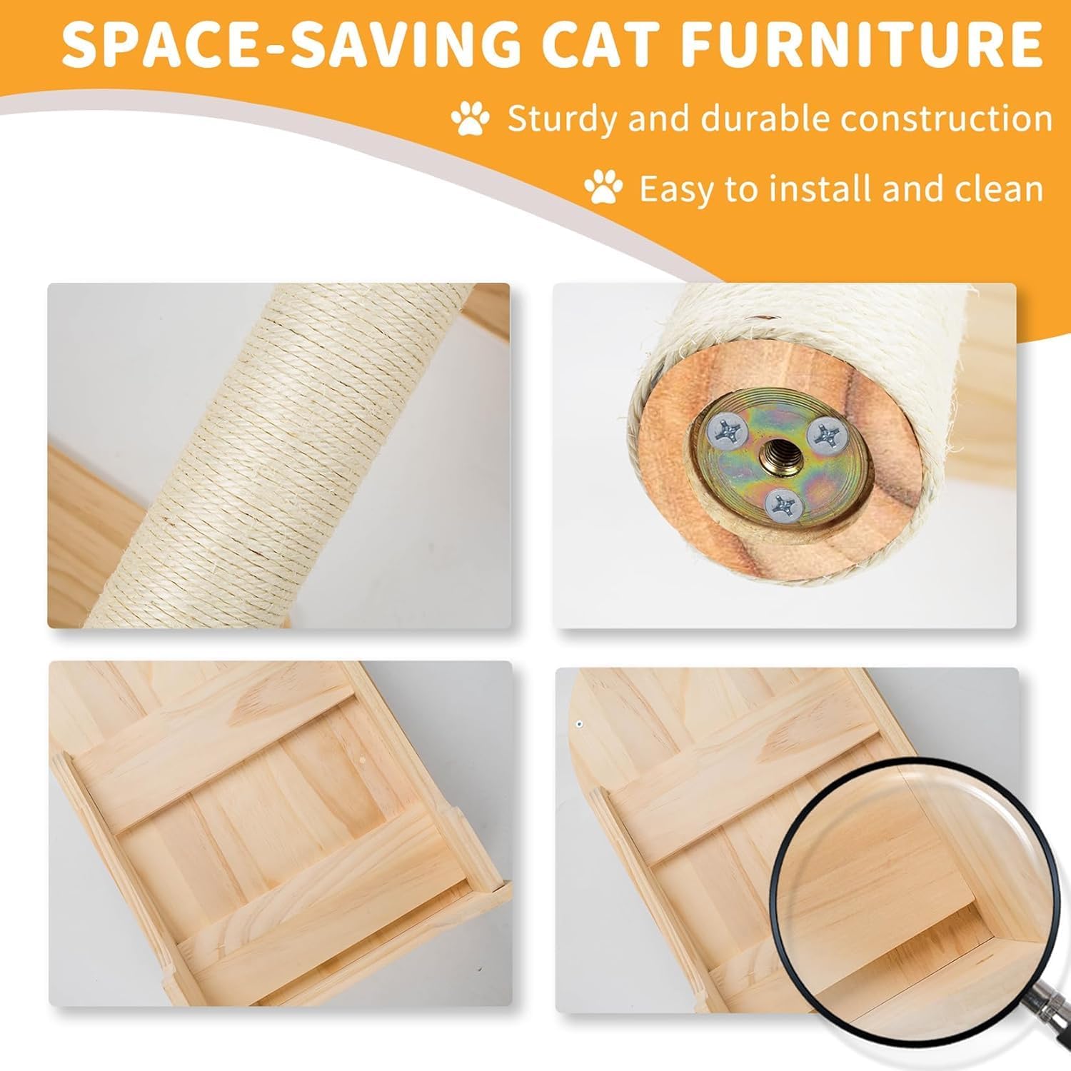 Detalle 2 de LADVATKIN Katzen Wandregale Set mit 3 Stufen