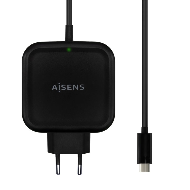 Detalle de Aisens ASCH-1PD65WL-BK: Cargador de Pared USB-C 65W con Cable 1.2 m, Negro