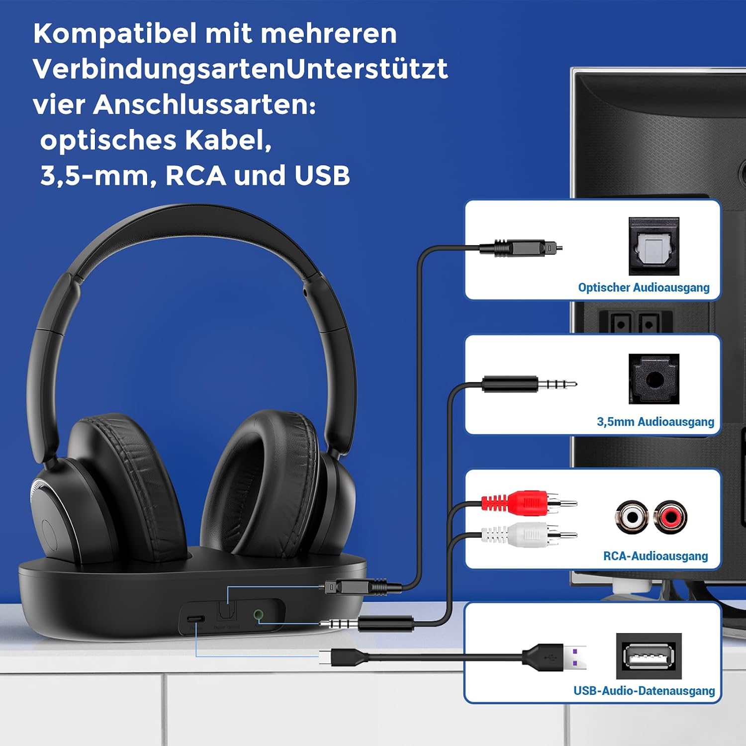 Thumbnail 4 de ZUPVIY Kabellose TV-Kopfhörer