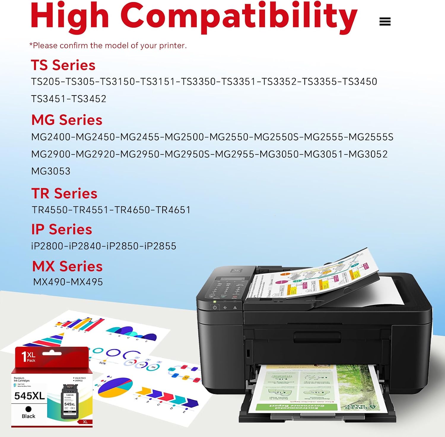 Thumbnail 1 de 545XL Black Ink Cartridge (PG-545XL) Remanufactured for Canon — 1 Pack
