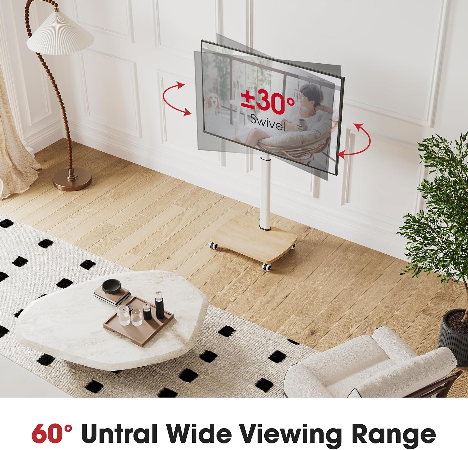 Detalle 1 de AOKCOS Rolling TV Stand for 32–65-Inch TVs