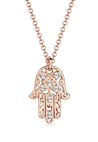 Detalle de Elli Collares: Collar Hamsa en plata 925 con baño de oro rosado