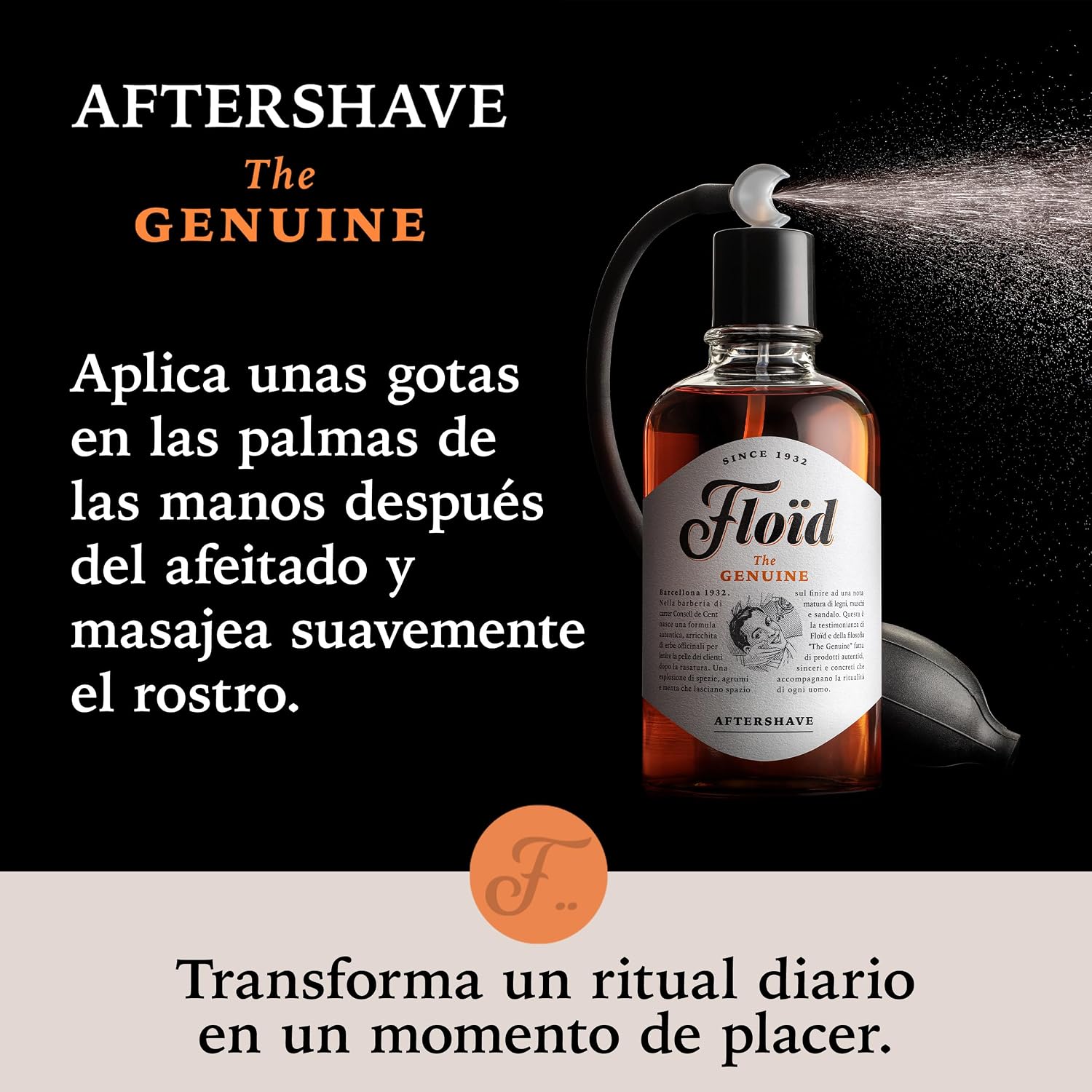 Detalle de Floïd The Genuine Aftershave Lotion (400 ml) – Erfrischende Rasurpflege mit Menthol