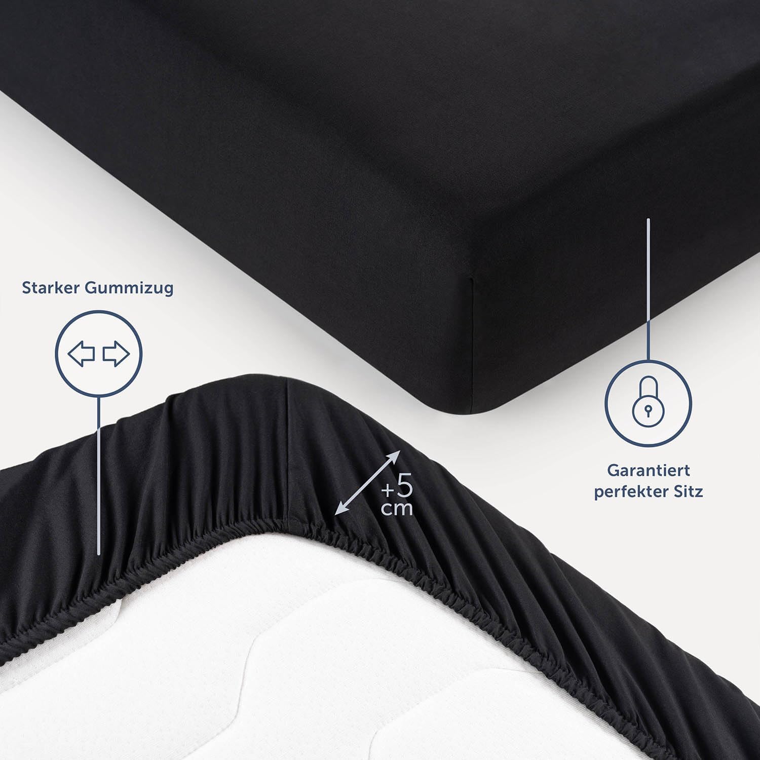 Thumbnail 2 de Blumtal Spannbettlaken 180x200cm aus Microfaser – OEKO-TEX zertifiziert, Schwarz